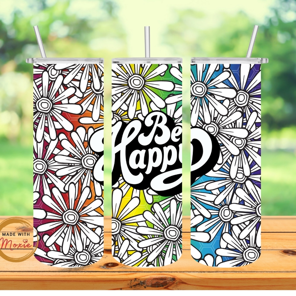 Be Happy 20oz Hot/cold Travel Tumbler